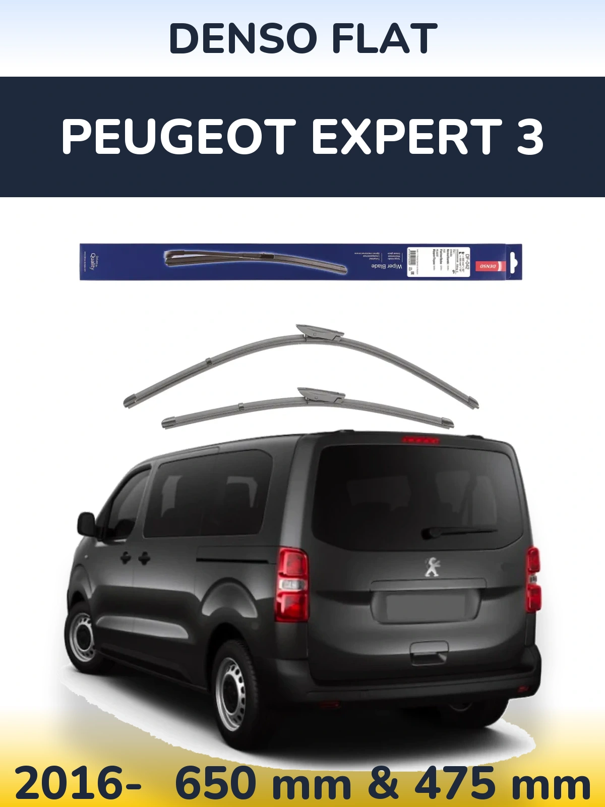 Комплект передніх щіток Denso Flat 650 & 450 мм для Peugeot Expert 3 2016-2026