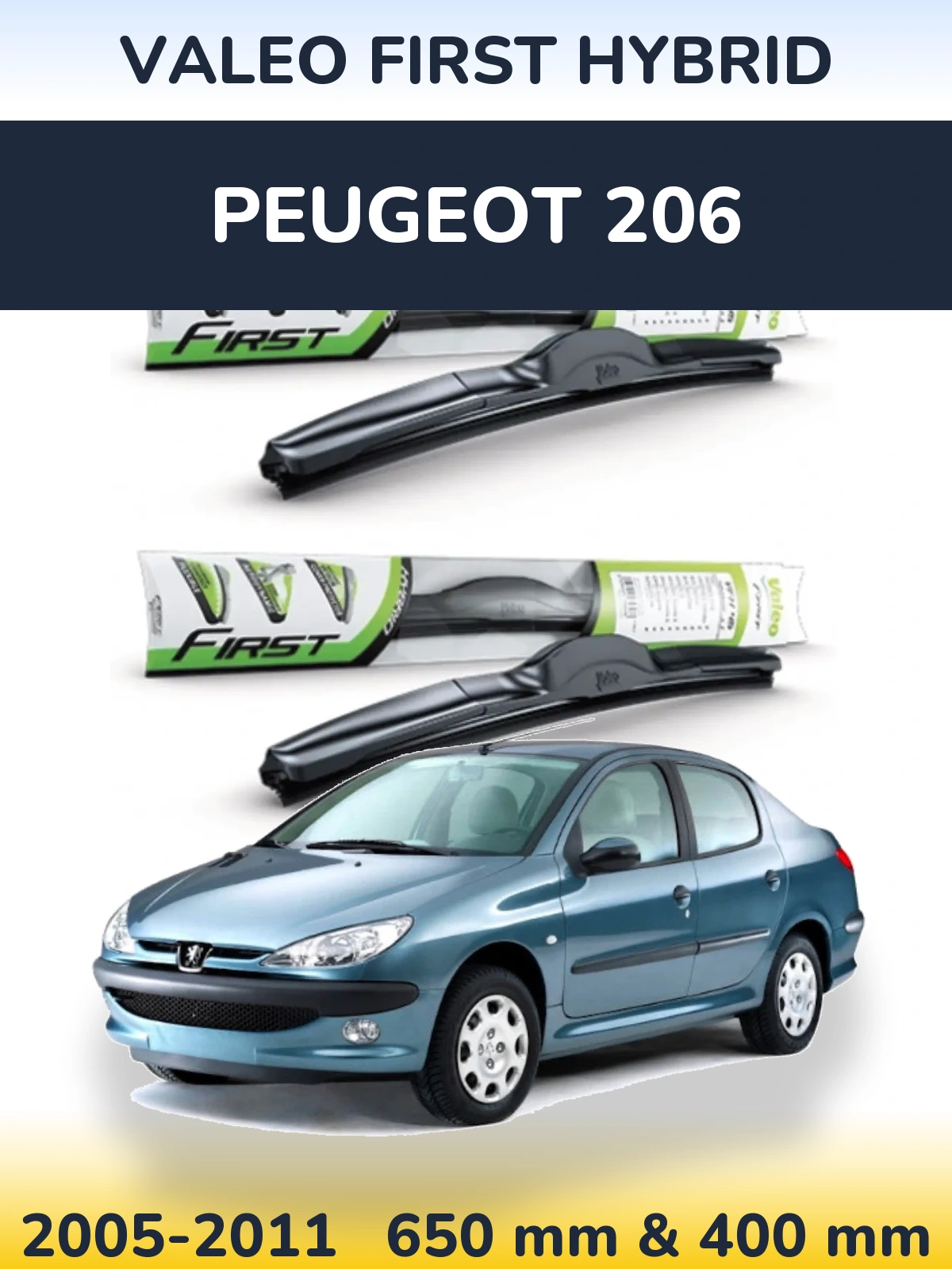 Комплект передних дворников Valeo First Hybrid 650 & 400 мм для Peugeot 206 2005-2011