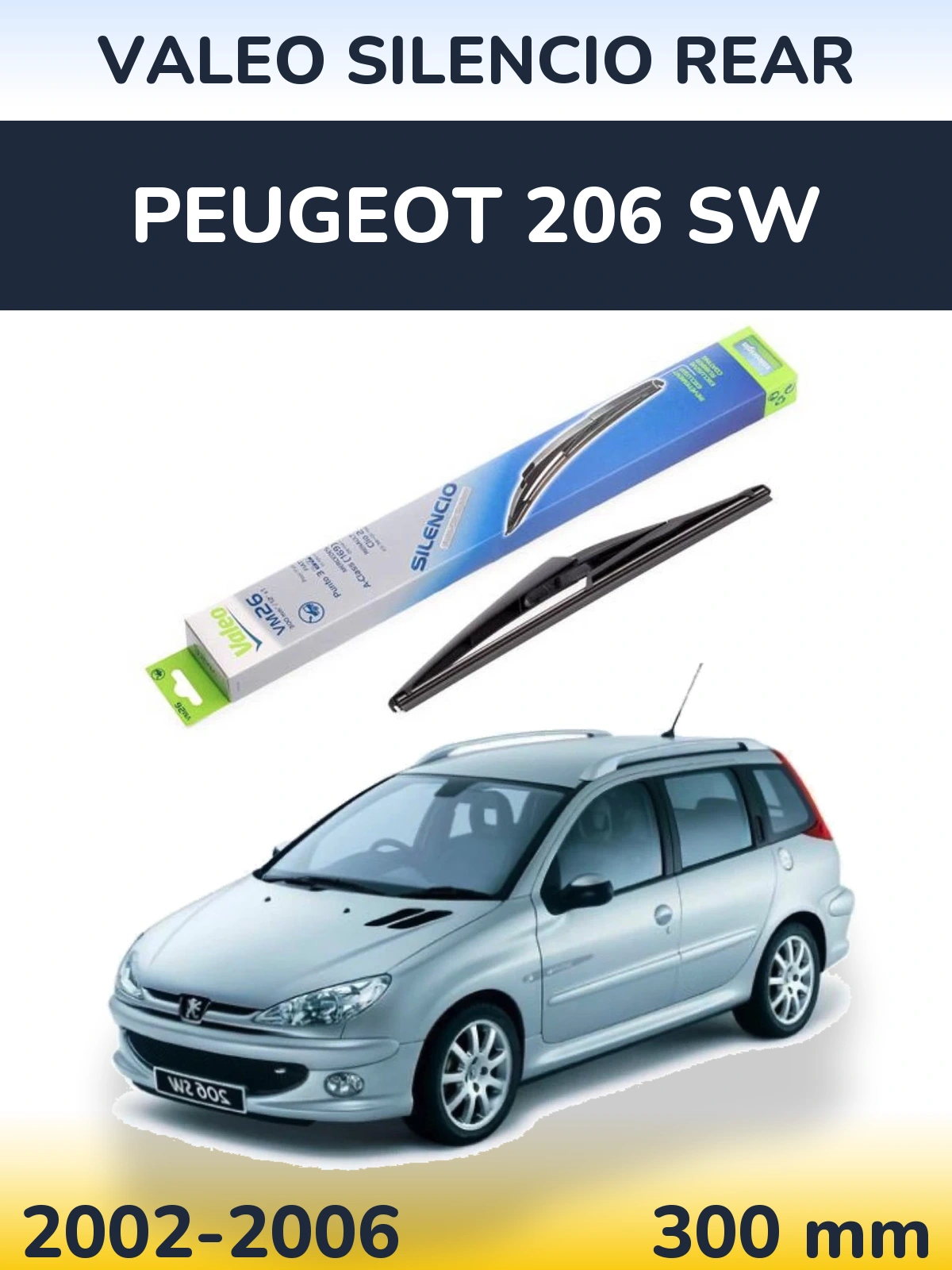 Rear wiper blade Valeo Silencio Rear 300 mm for Peugeot 206 SW 2002-2006