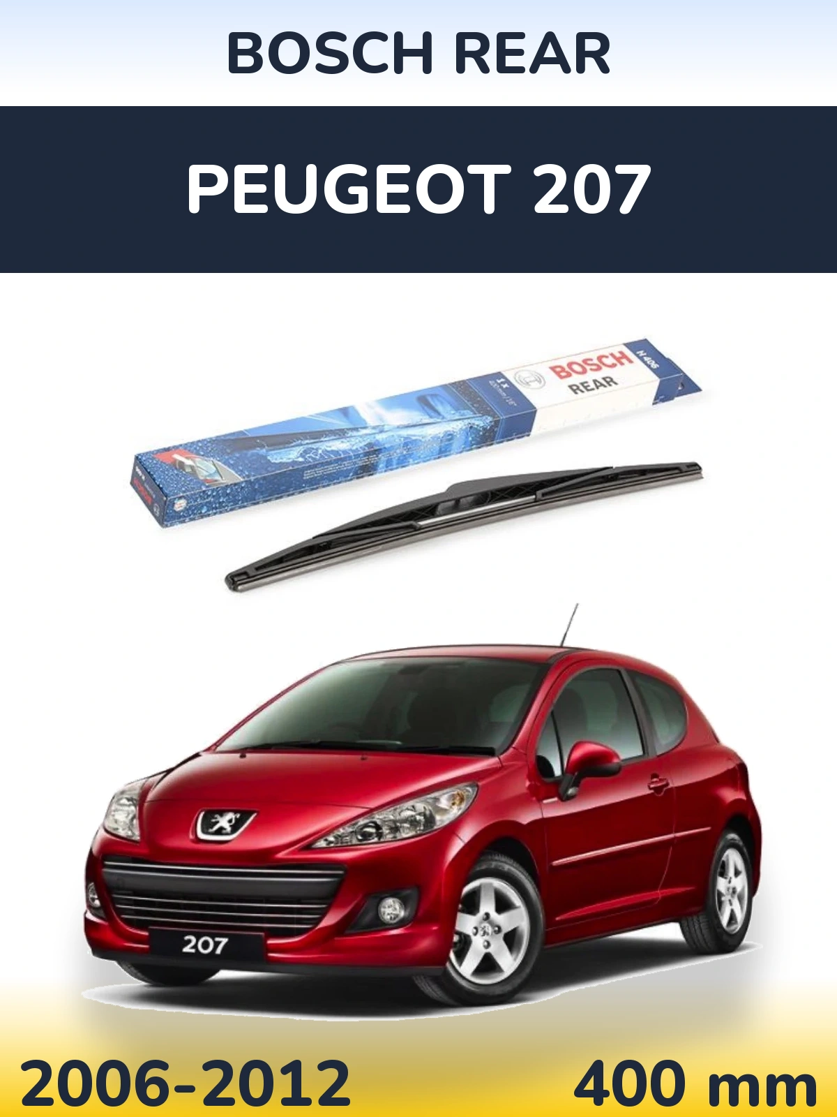 Rear wiper blade BOSCH Rear 400 mm for Peugeot 207 2006-2012