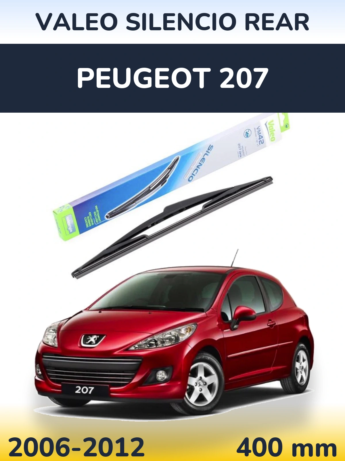 Rear wiper blade Valeo Silencio Rear 400 mm for Peugeot 207 2006-2012