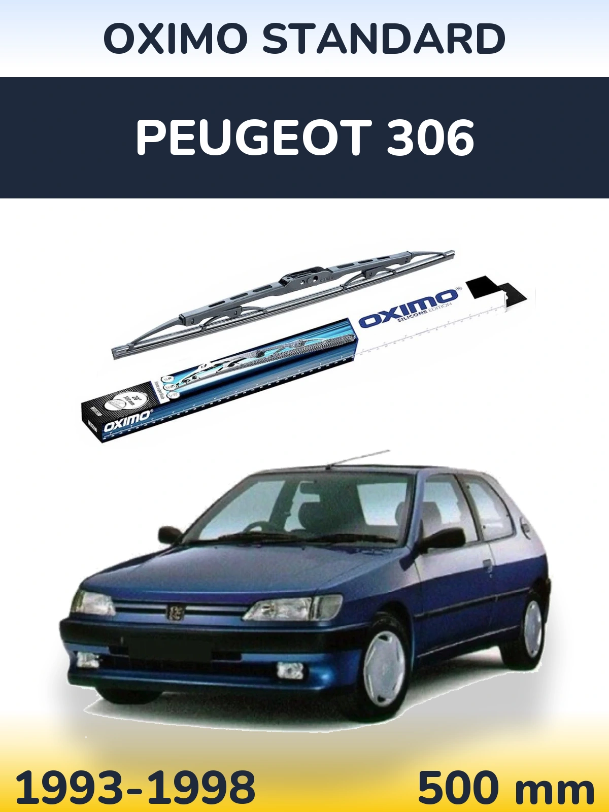 Rear wiper blade Oximo Standard 500 mm for Peugeot 306 1993-1998