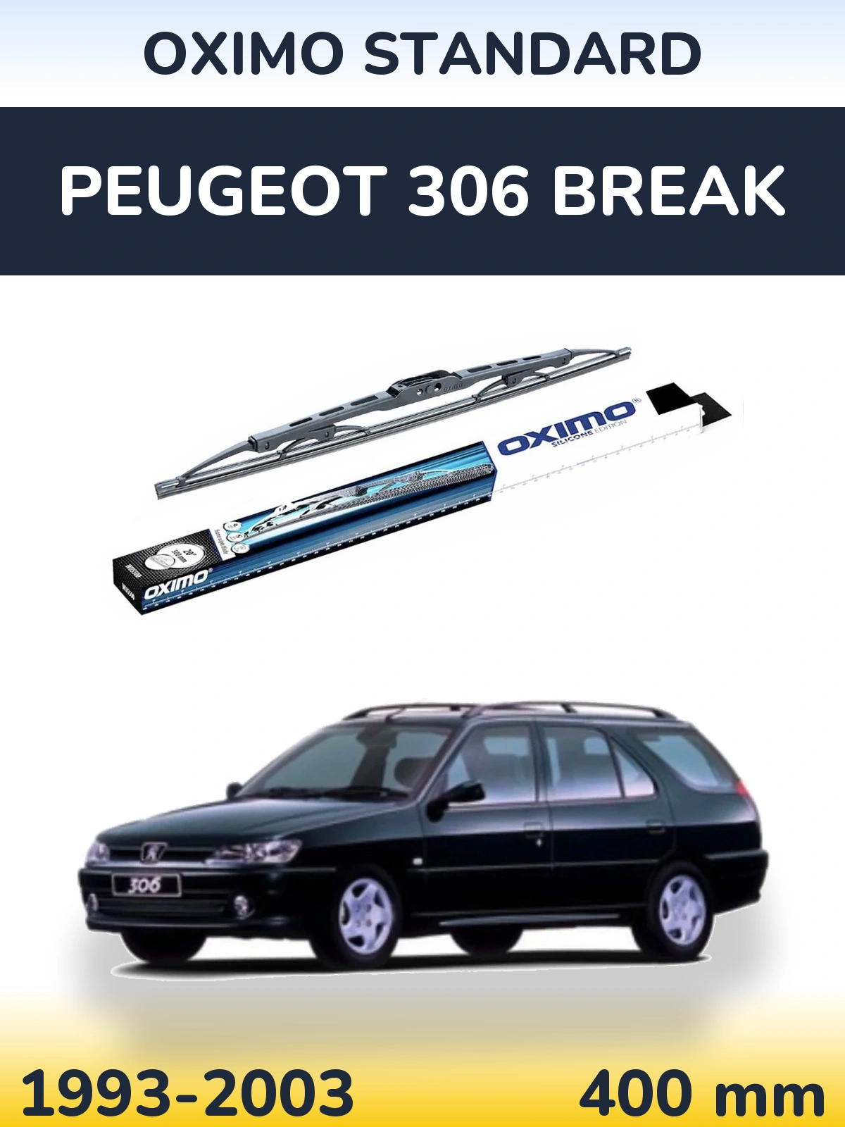Rear wiper blade Oximo Standard 400 mm for Peugeot 306 Break 1993-2003