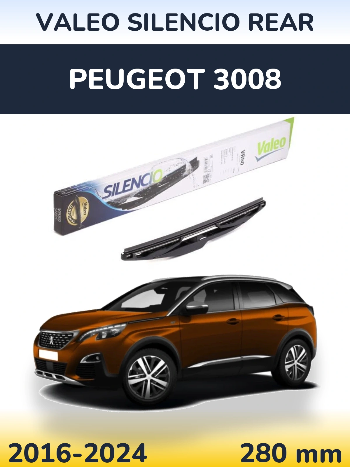 Rear wiper blade Valeo Silencio Rear 280 mm for Peugeot 3008 2016-2024