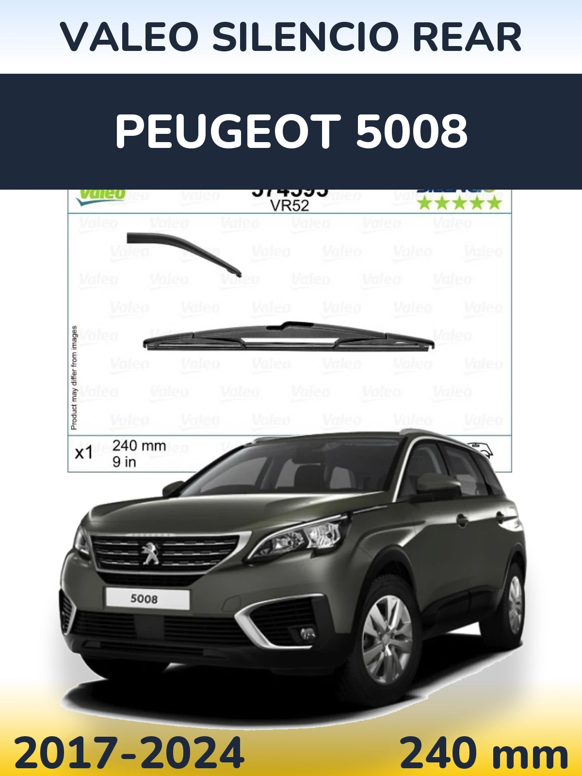 Rear wiper blade Valeo Silencio Rear 240 mm for Peugeot 5008 2017-2024