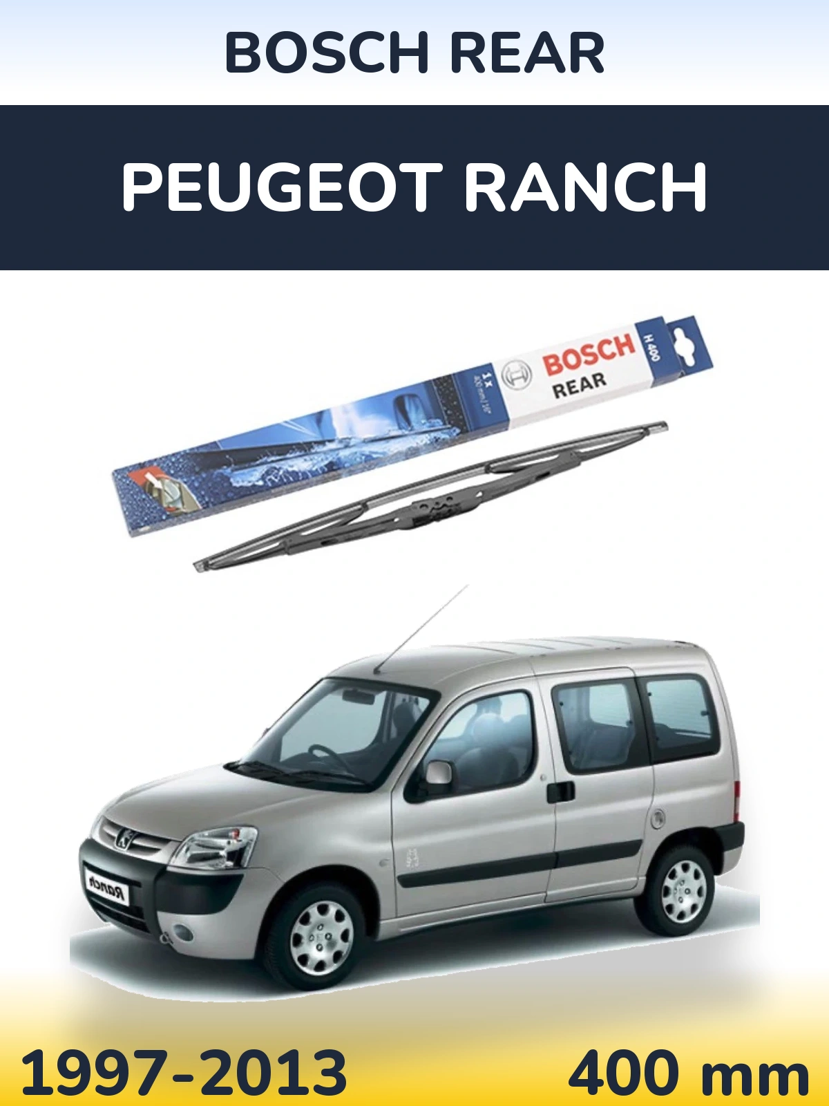 Rear wiper blade BOSCH Rear 400 mm for Peugeot Ranch 1997-2013