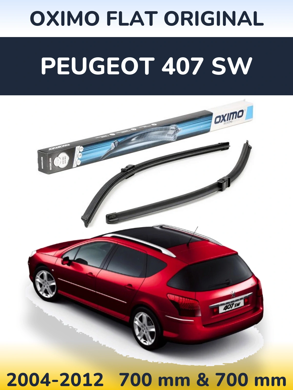 Комплект передніх щіток Oximo Flat Original 700 & 700 мм для Peugeot 407 SW 2004-2012