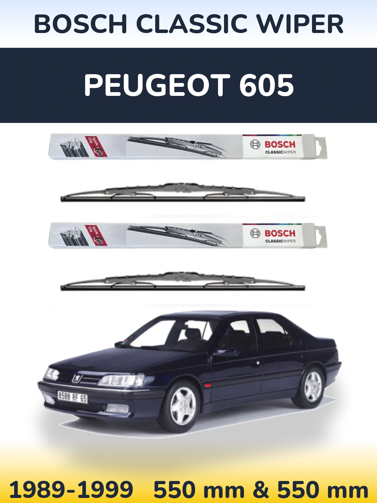 Комплект передніх щіток BOSCH Classic Wiper 550 & 550 мм для Peugeot 605 1989-1999