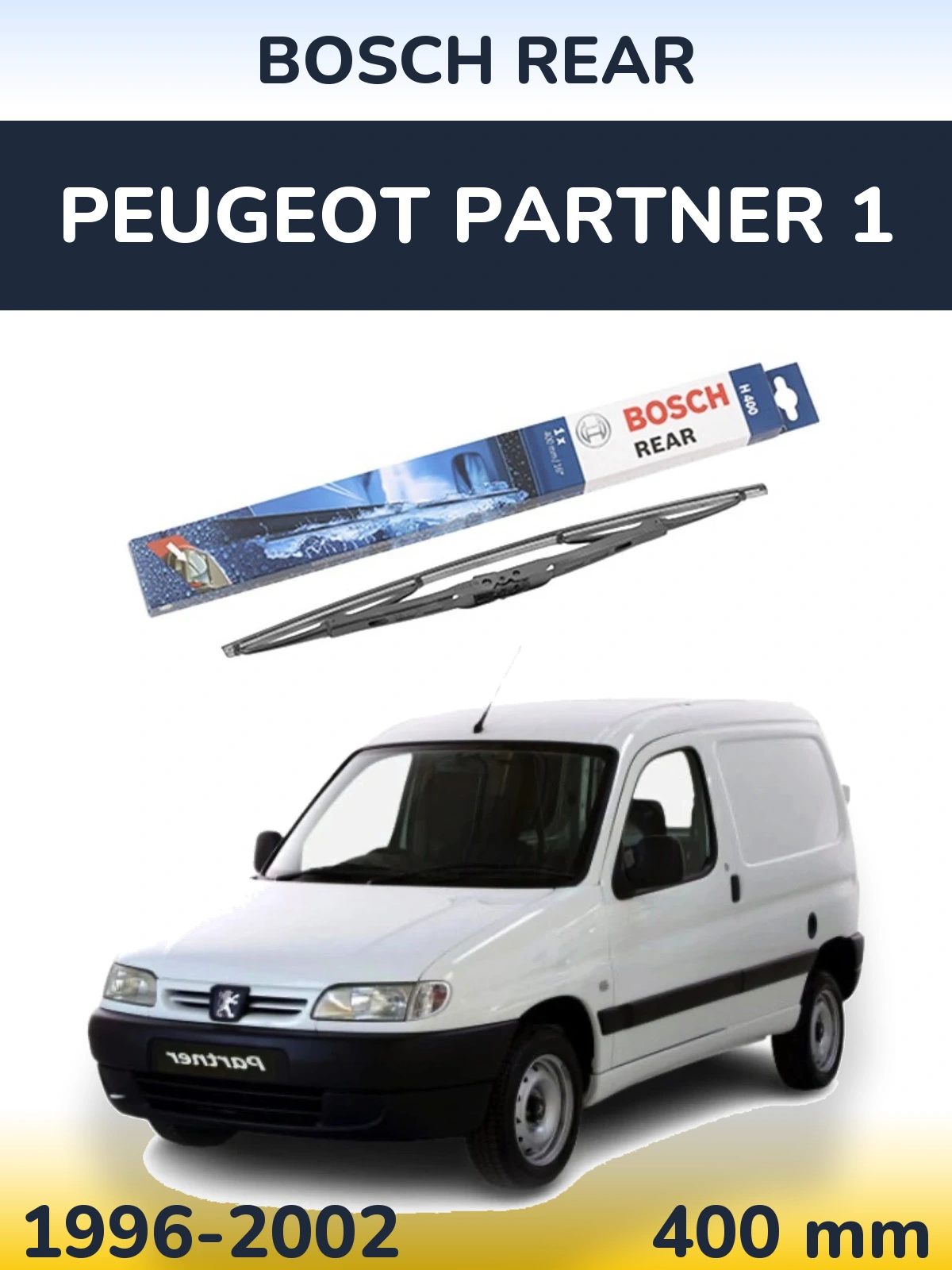 Rear wiper blade BOSCH Rear 400 mm for Peugeot Partner 1 1996-2002