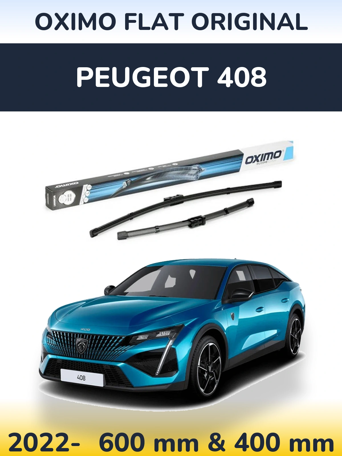 Front wiper blade set Oximo Flat Original 600 & 400 mm for Peugeot 408 2022-2026