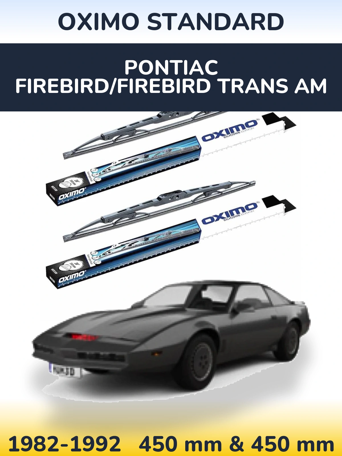 Front wiper blade set Oximo Standard 450 & 450 mm for Pontiac Firebird/Firebird Trans Am 1982-1992