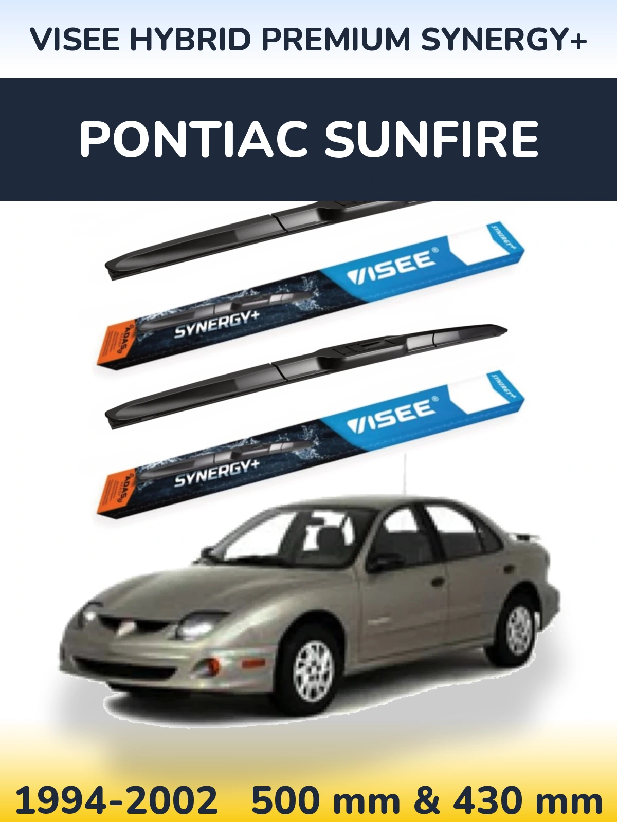 Комплект передних дворников VISEE HYBRID PREMIUM SYNERGY+ 500 & 430 мм для Pontiac Sunfire 1994-2002
