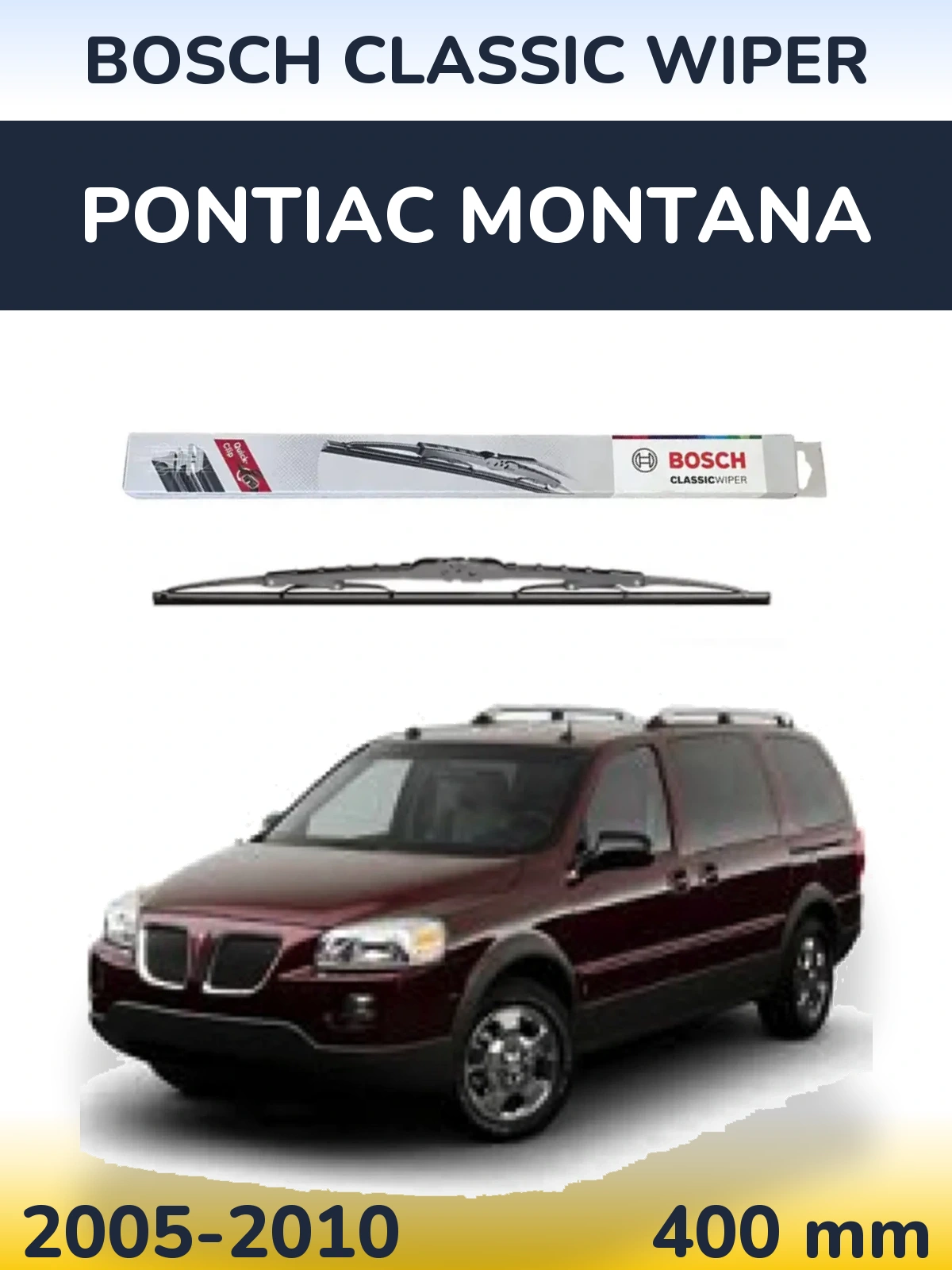 Rear wiper blade BOSCH Classic Wiper 400 mm for Pontiac Montana 2005-2010