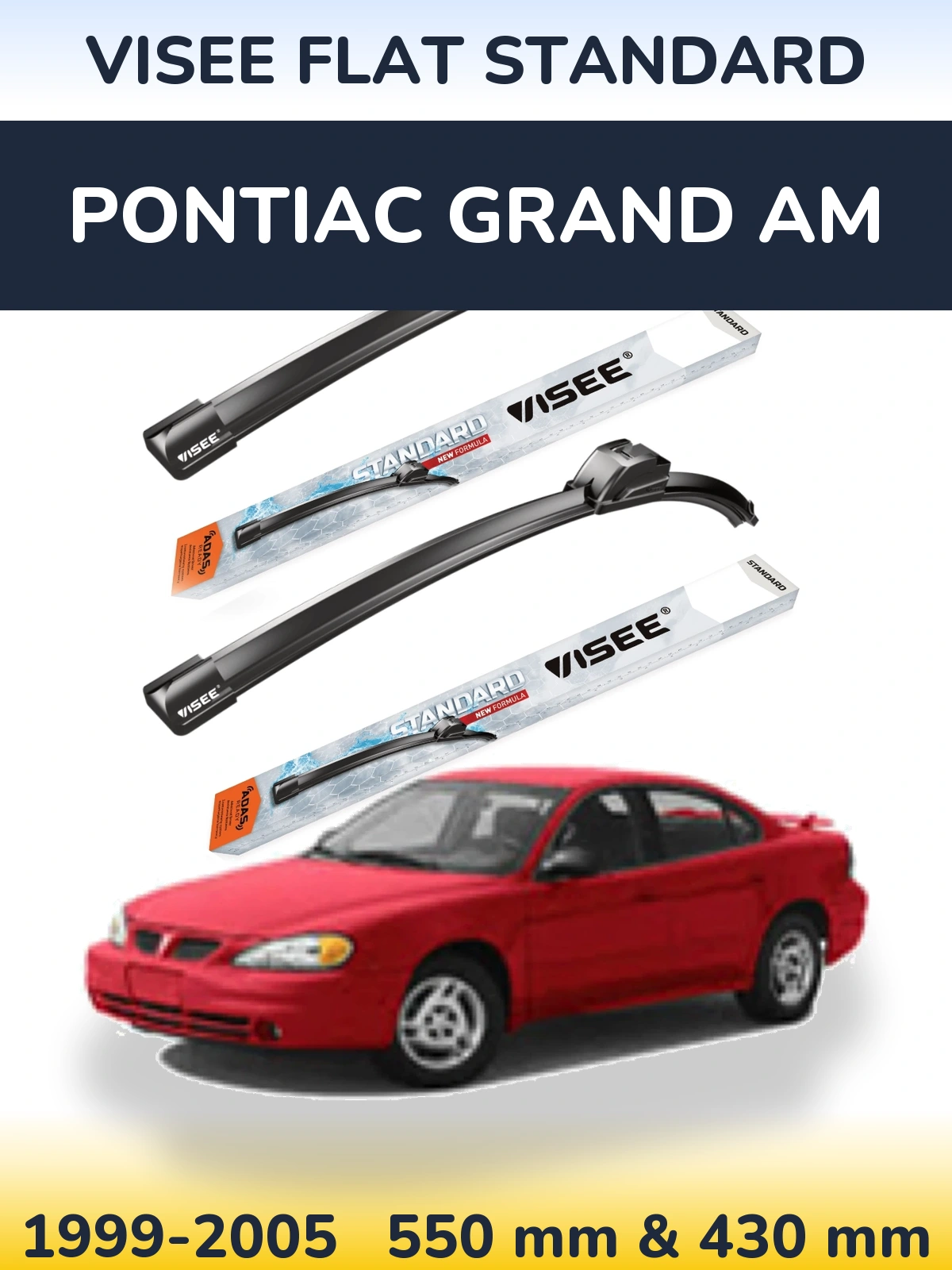 Комплект передних дворников VISEE FLAT STANDARD 550 & 430 мм для Pontiac Grand AM 1999-2005