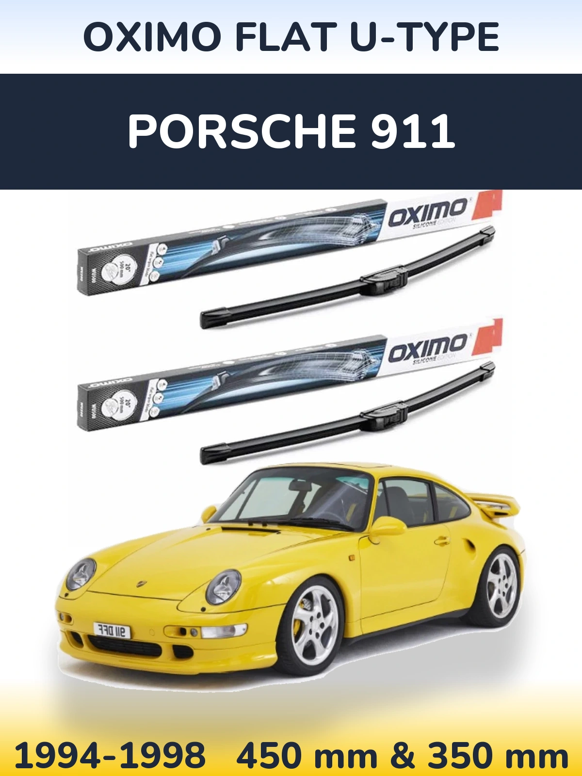 Комплект передних дворников Oximo Flat U-type 450 & 350 мм для Porsche 911 1994-1998