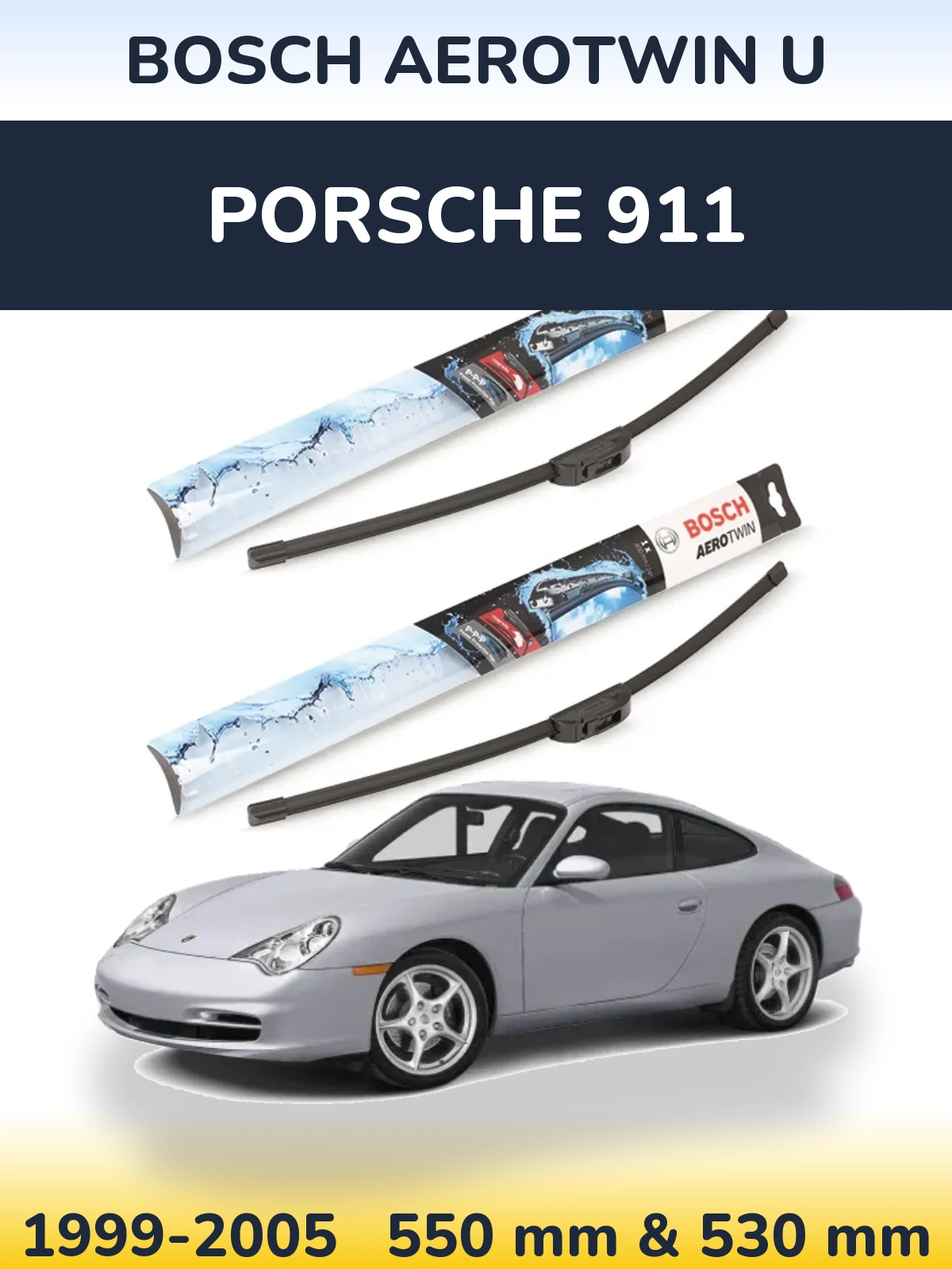 Комплект передніх щіток BOSCH AeroTwin U 550 & 530 мм для Porsche 911 1999-2005