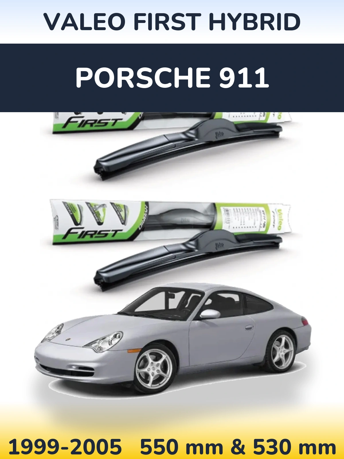 Комплект передних дворников Valeo First Hybrid 550 & 530 мм для Porsche 911 1999-2005