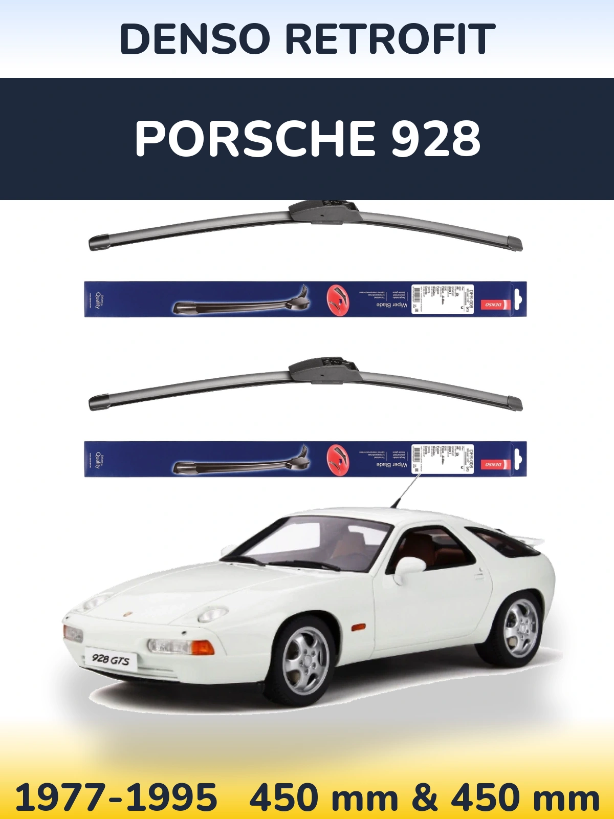 Комплект передніх щіток Denso Retrofit 450 & 450 мм для Porsche 928 1977-1995