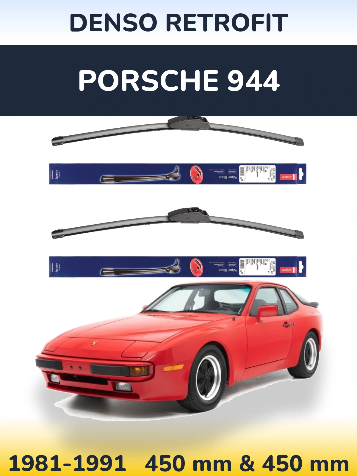 Комплект передніх щіток Denso Retrofit 450 & 450 мм для Porsche 944 1981-1991
