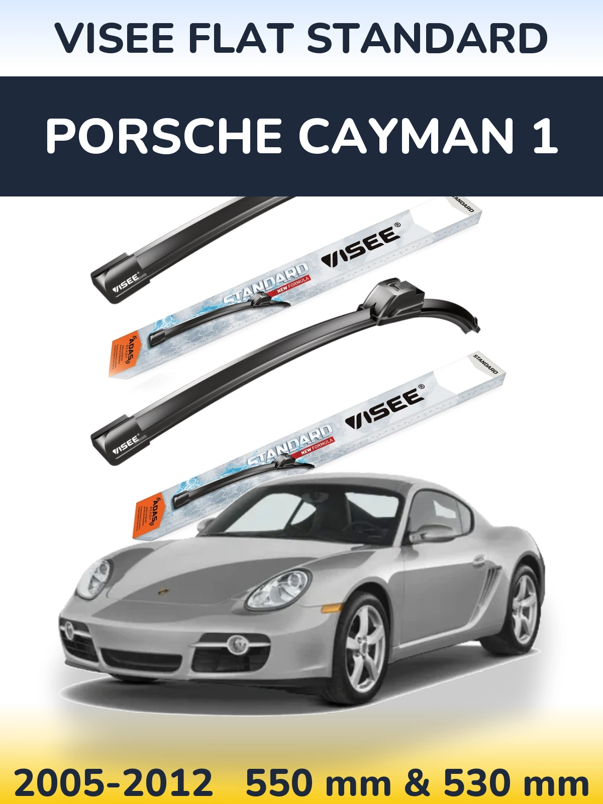 Комплект передних дворников VISEE FLAT STANDARD 550 & 530 мм для Porsche Cayman 1 2005-2012