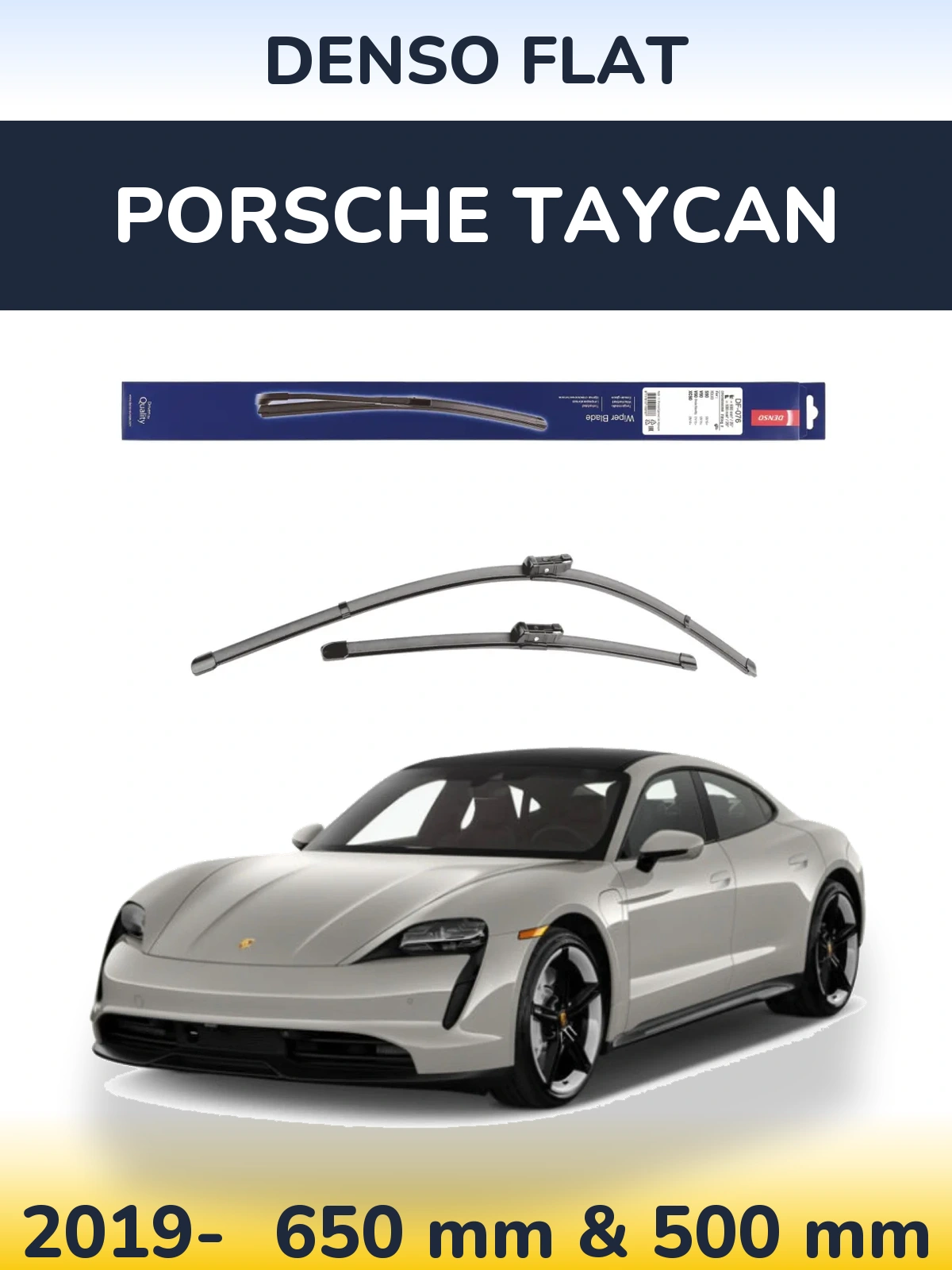 Front wiper blade set Denso Flat 630 & 500 mm for Porsche Taycan 2019-2026