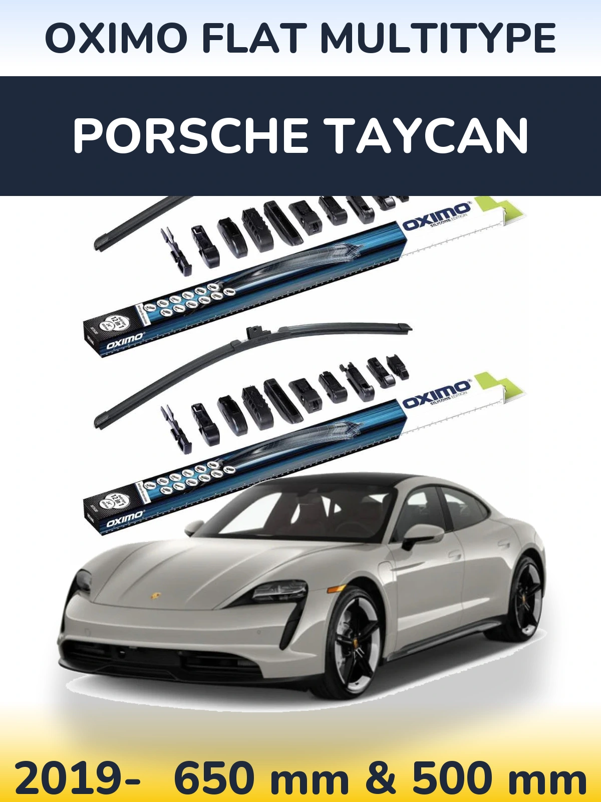 Комплект передних дворников Oximo Flat MultiТипe 650 & 500 мм для Porsche Taycan 2019-2026