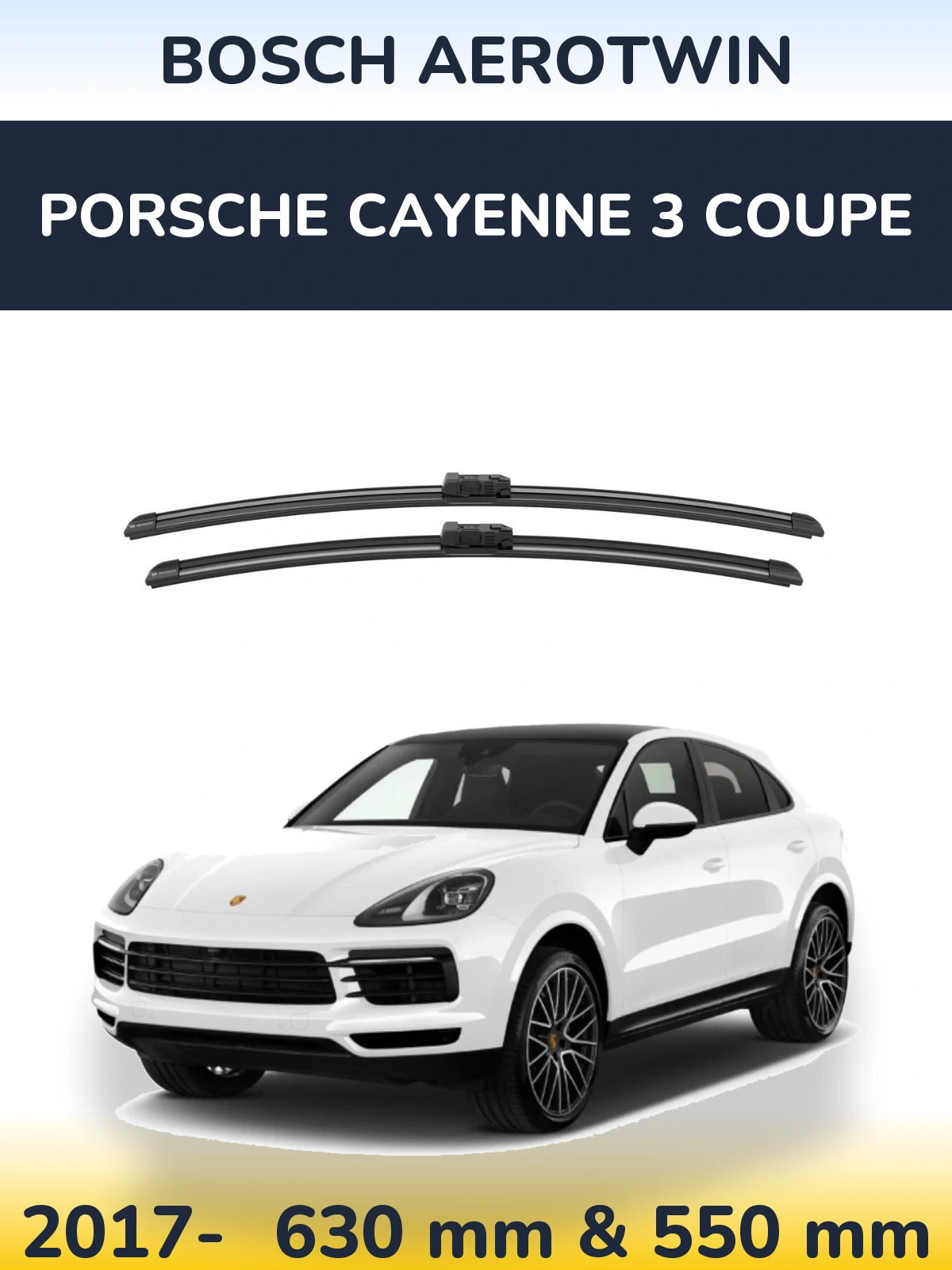 Front wiper blade set BOSCH AeroTwin 625 & 550 mm for Porsche Cayenne 3 Coupe 2017-2026