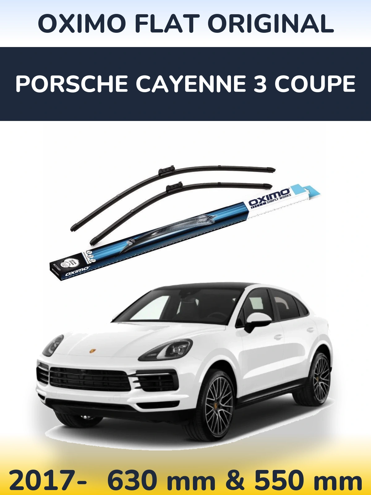 Front wiper blade set Oximo Flat Original 630 & 550 mm for Porsche Cayenne 3 Coupe 2017-2026