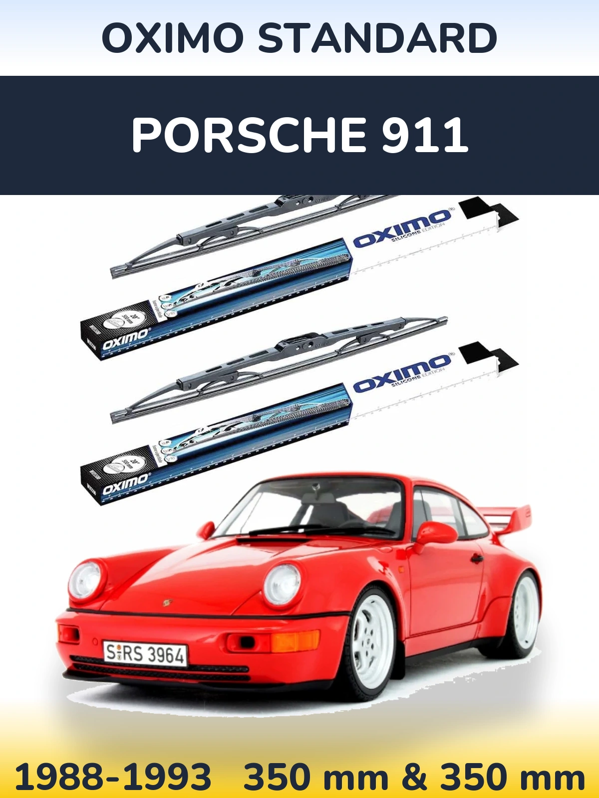 Комплект передніх щіток Oximo Standard 350 & 350 мм для Porsche 911 1988-1993