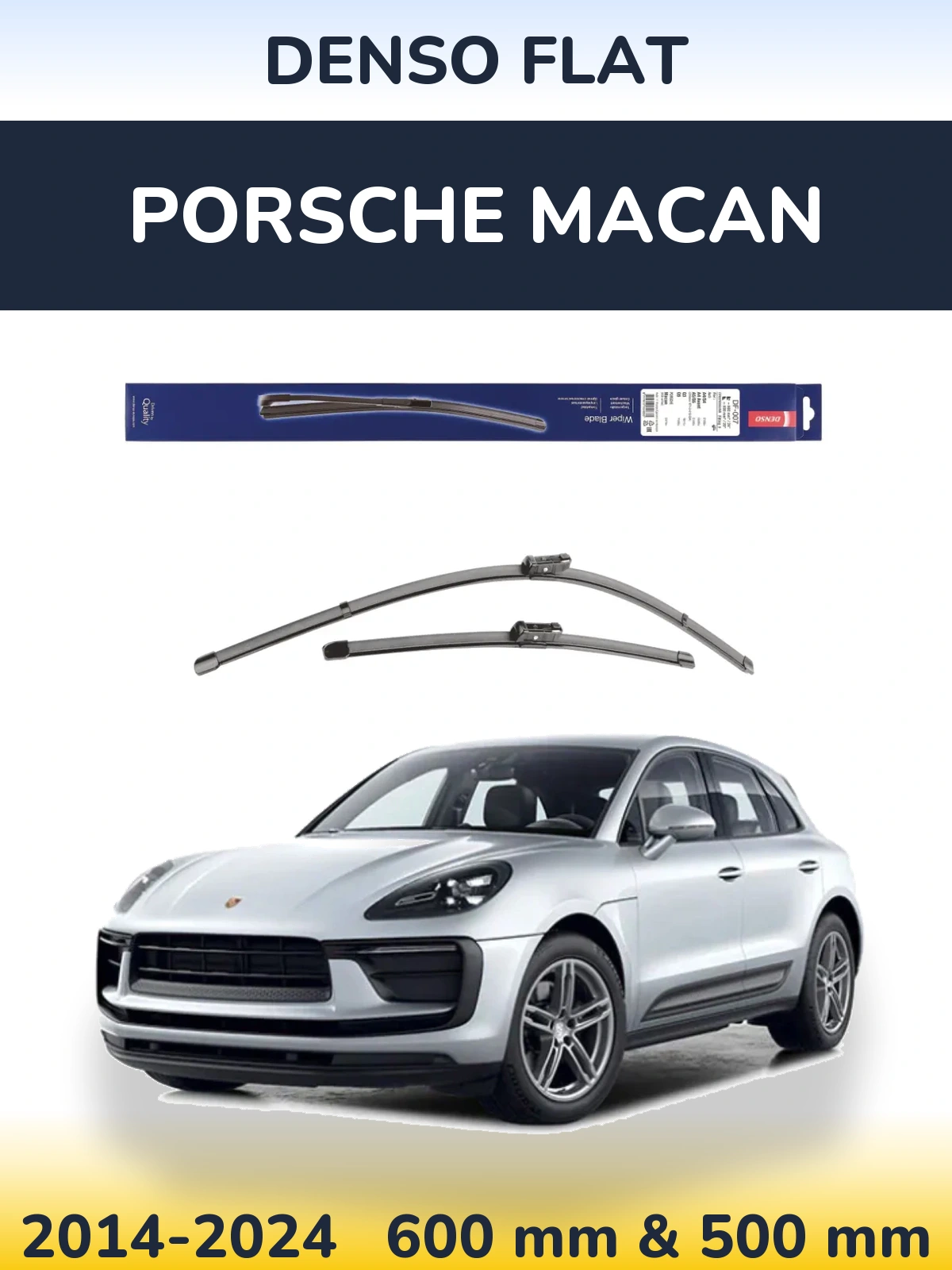 Front wiper blade set Denso Flat 600 & 500 mm for Porsche Macan 2014-2024