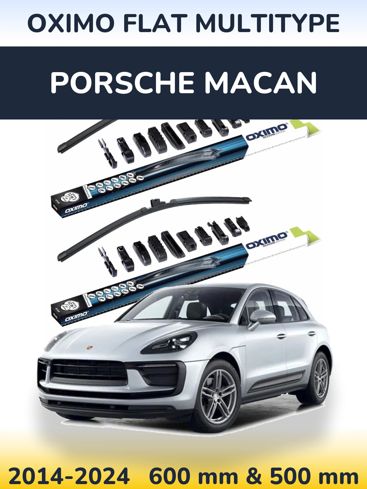 Комплект передних дворников Oximo Flat MultiТипe 600 & 500 мм для Porsche Macan 2014-2024