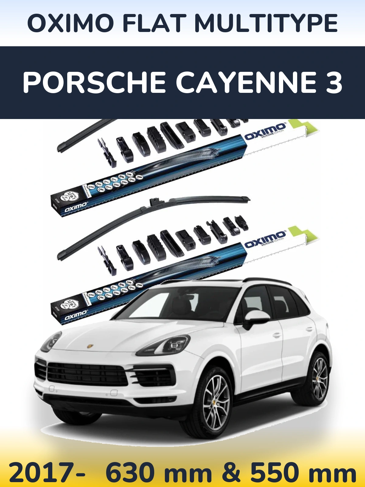 Front wiper blade set Oximo Flat MultiTipoe 600 & 550 mm for Porsche Cayenne 3 2017-2026