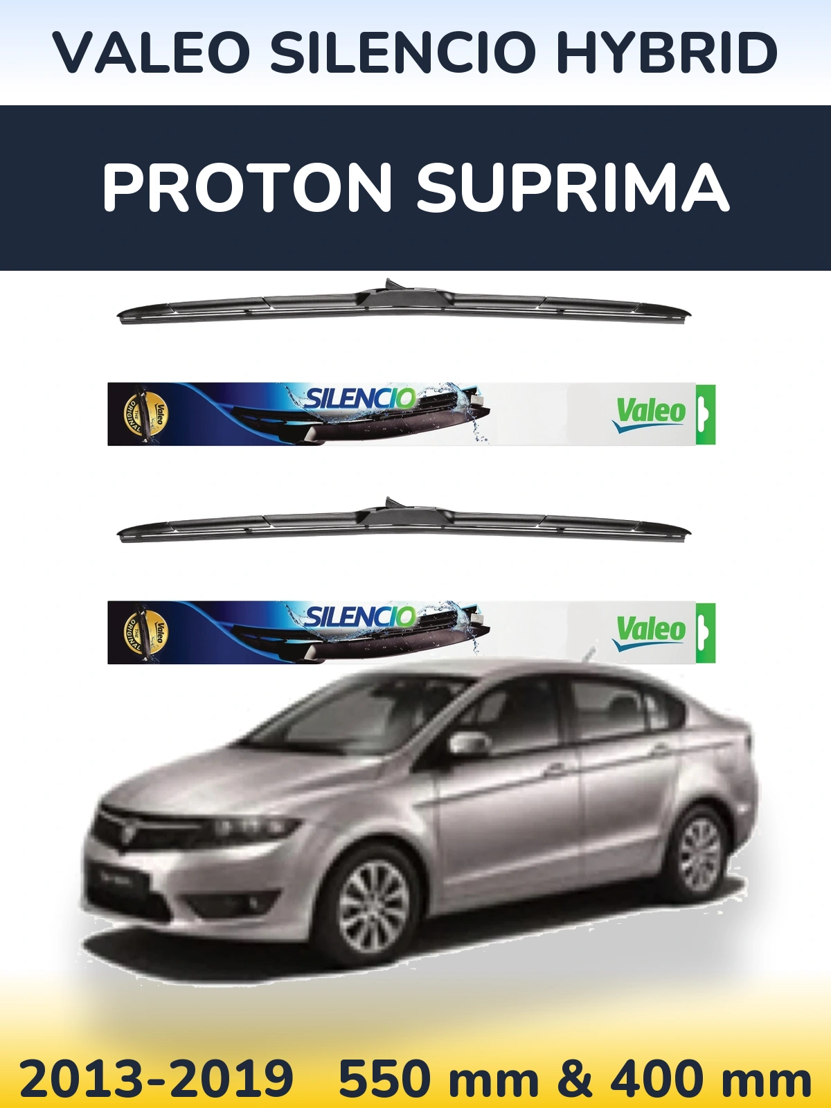 Комплект передніх щіток Valeo Silencio Hybrid 550 & 400 мм для Proton Suprima 2013-2019