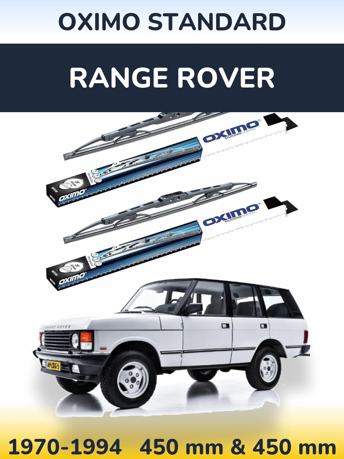 Front wiper blade set Oximo Standard 450 & 450 mm for Range Rover  1970-1994
