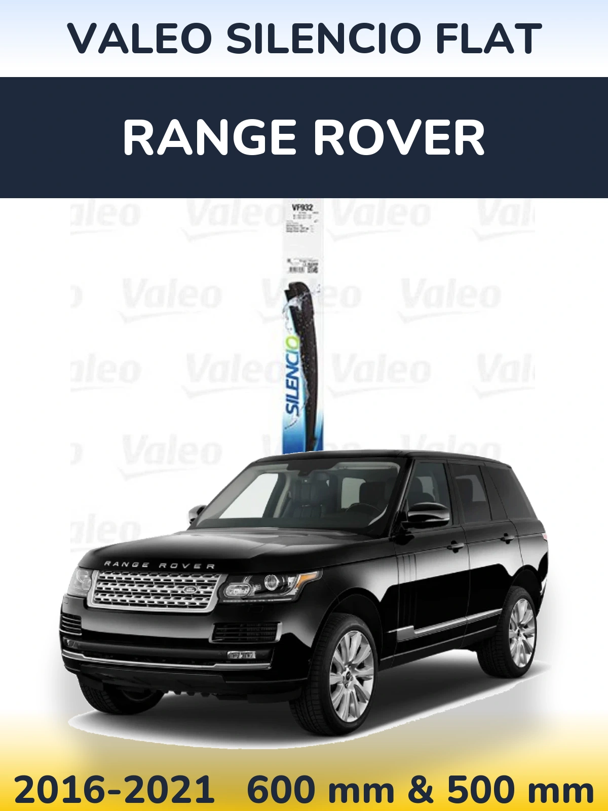 Комплект передних дворников Valeo Silencio Flat 600 & 500 мм для Range Rover  2016-2021