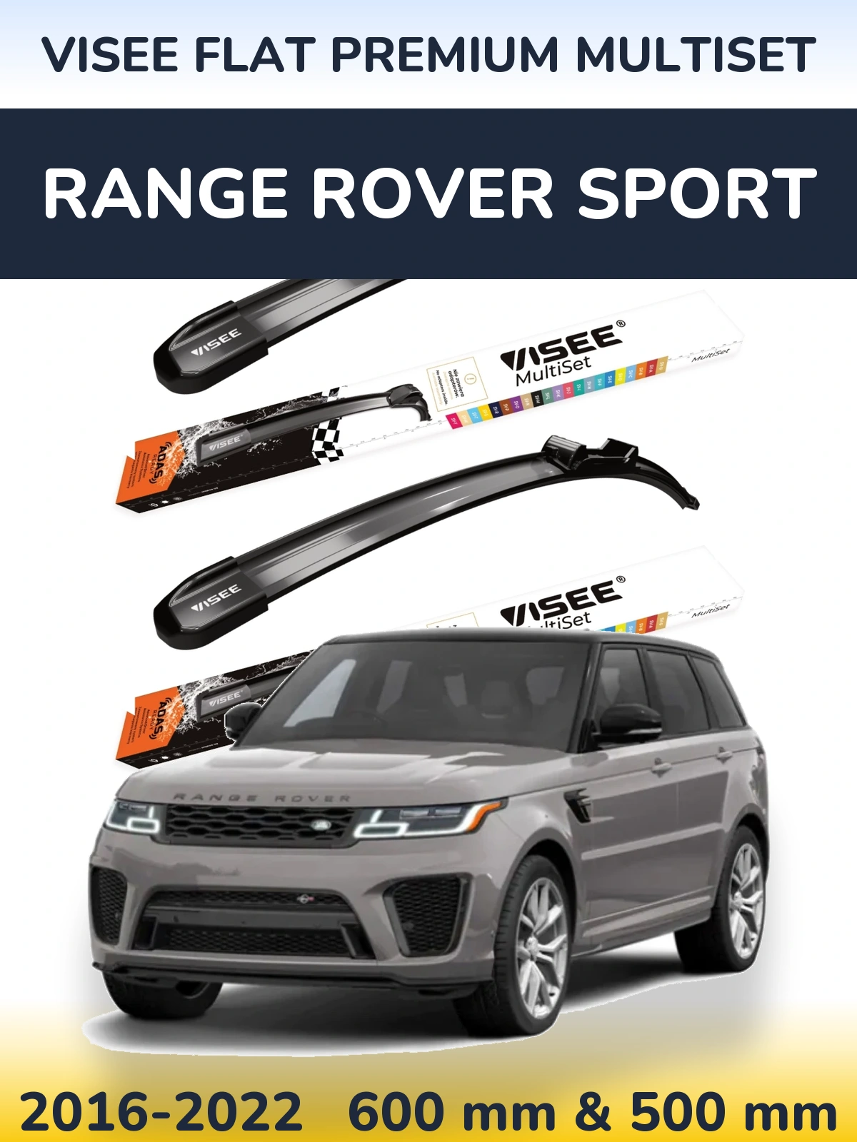 Front wiper blade set VISEE FLAT PREMIUM MultiSet 600 & 500 mm for Range Rover Sport 2016-2022
