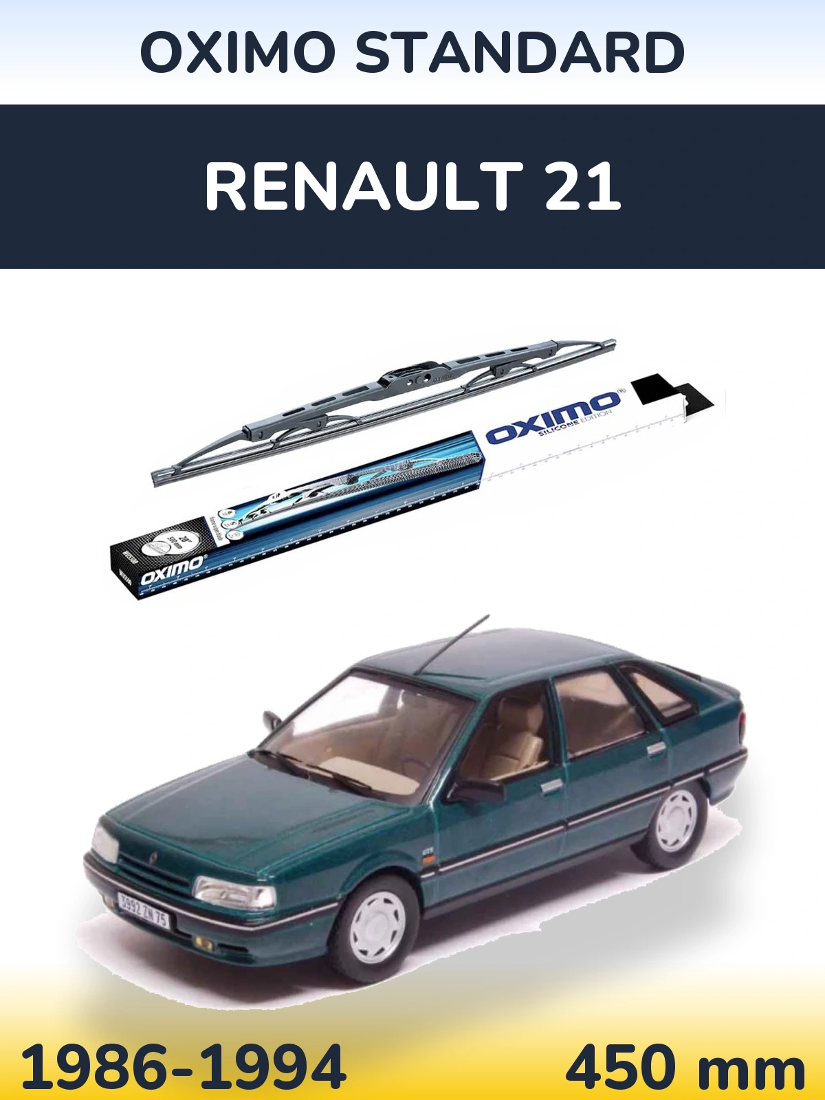 Rear wiper blade Oximo Standard 450 mm for Renault 21 1986-1994