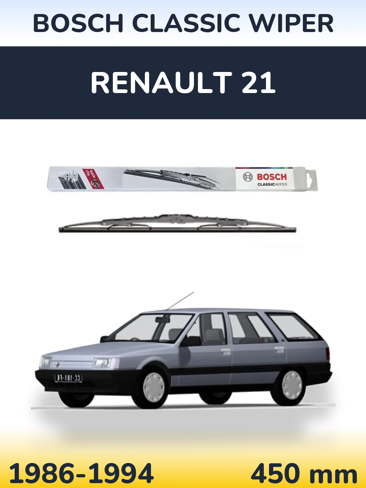 Rear wiper blade BOSCH Classic Wiper 450 mm for Renault 21 1986-1994