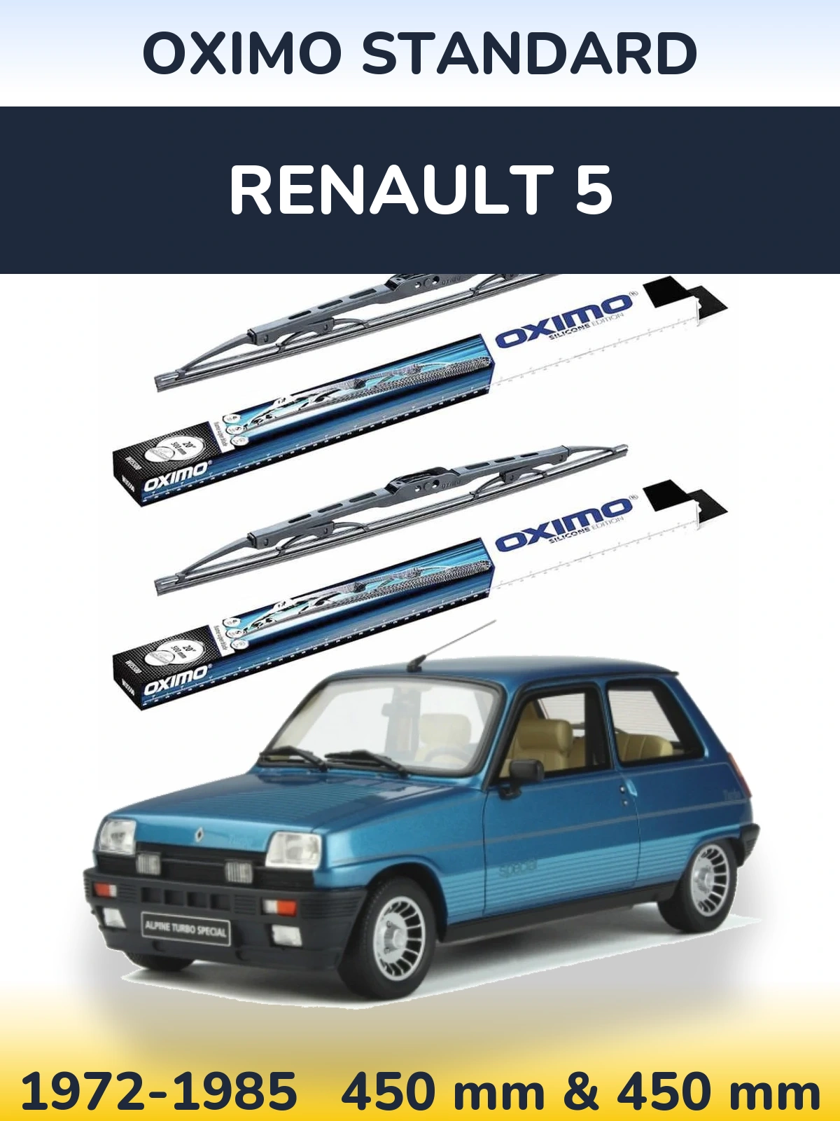 Комплект передніх щіток Oximo Standard 450 & 450 мм для Renault 5 1972-1985