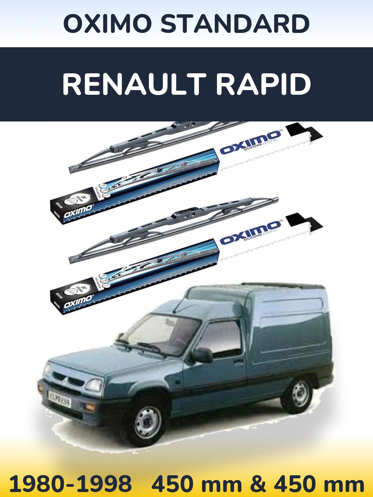 Front wiper blade set Oximo Standard 450 & 450 mm for Renault Rapid 1980-1998