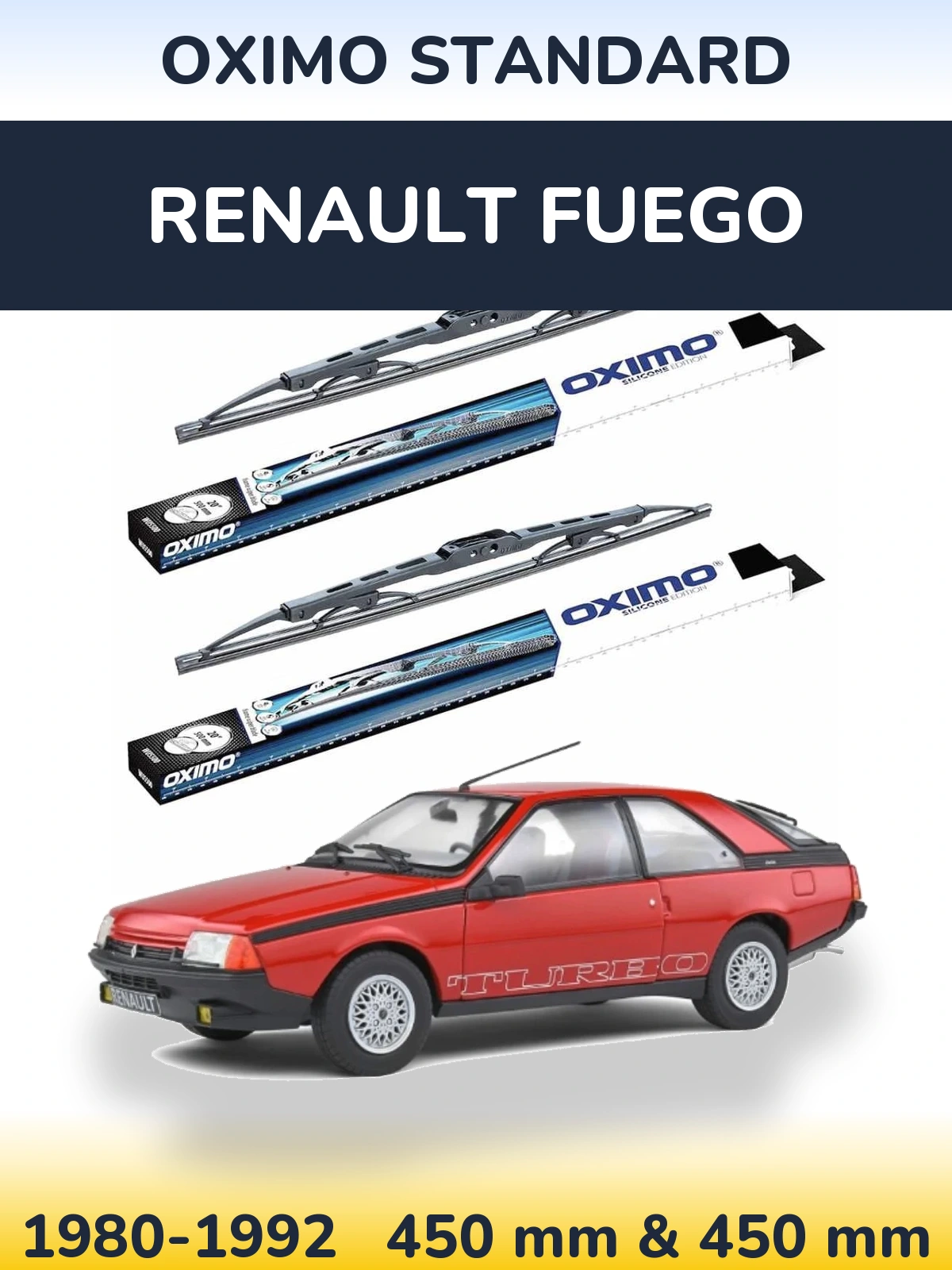 Комплект передніх щіток Oximo Standard 450 & 450 мм для Renault Fuego 1980-1992