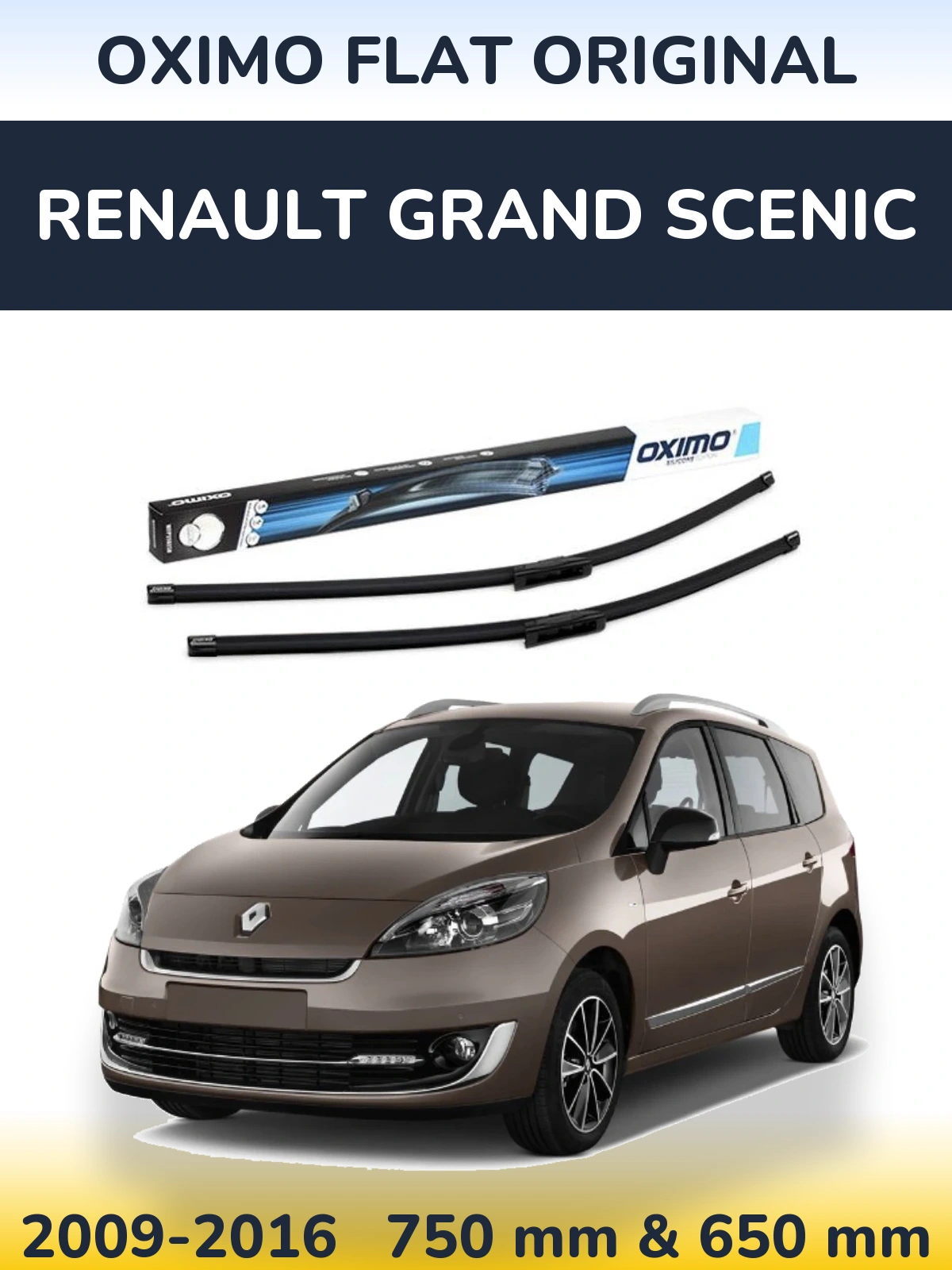 Комплект передних дворников Oximo Flat Original 750 & 650 мм для Renault Grand Scenic 2009-2016