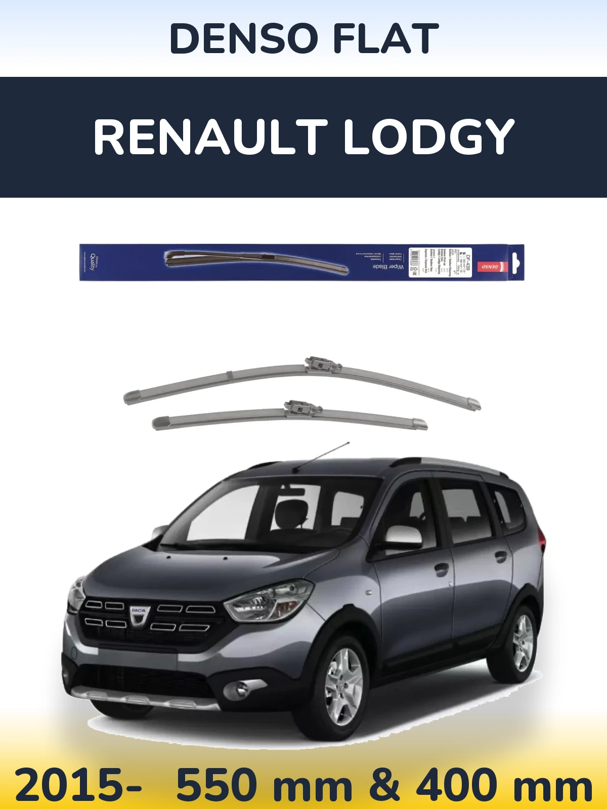 Front wiper blade set Denso Flat 550 & 400 mm for Renault Lodgy 2015-2026