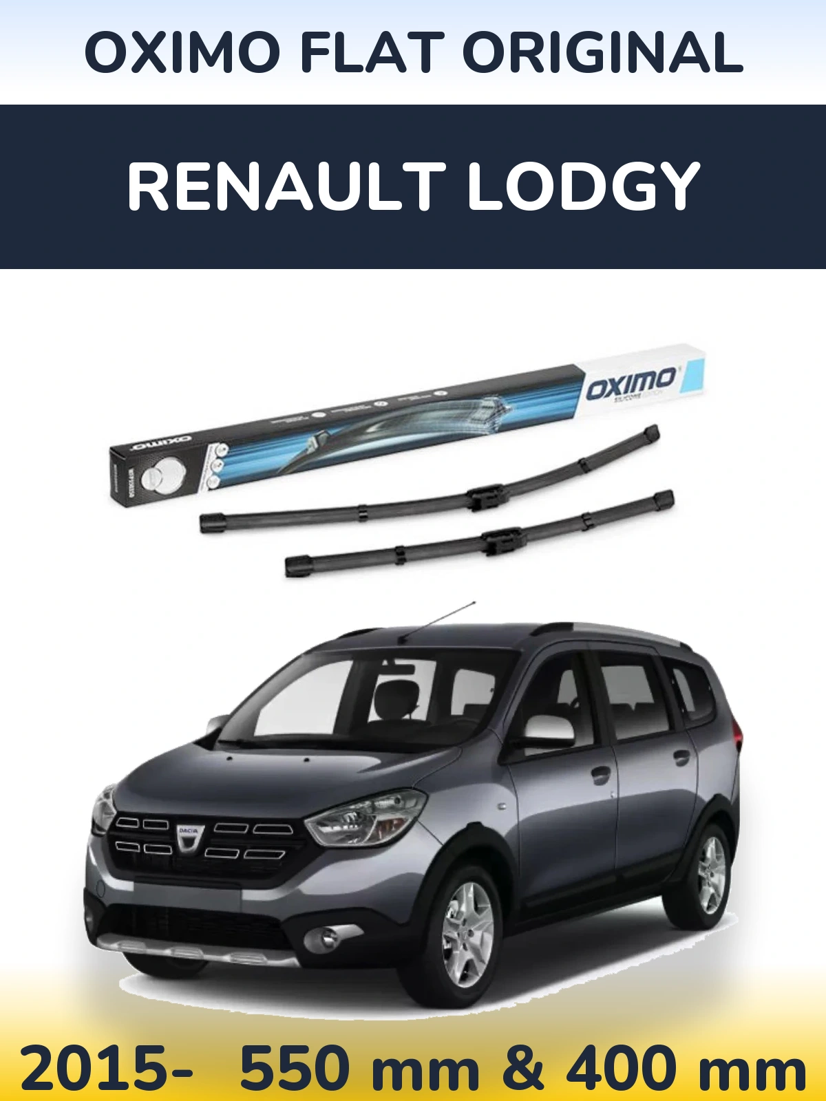 Front wiper blade set Oximo Flat Original 550 & 400 mm for Renault Lodgy 2015-2026