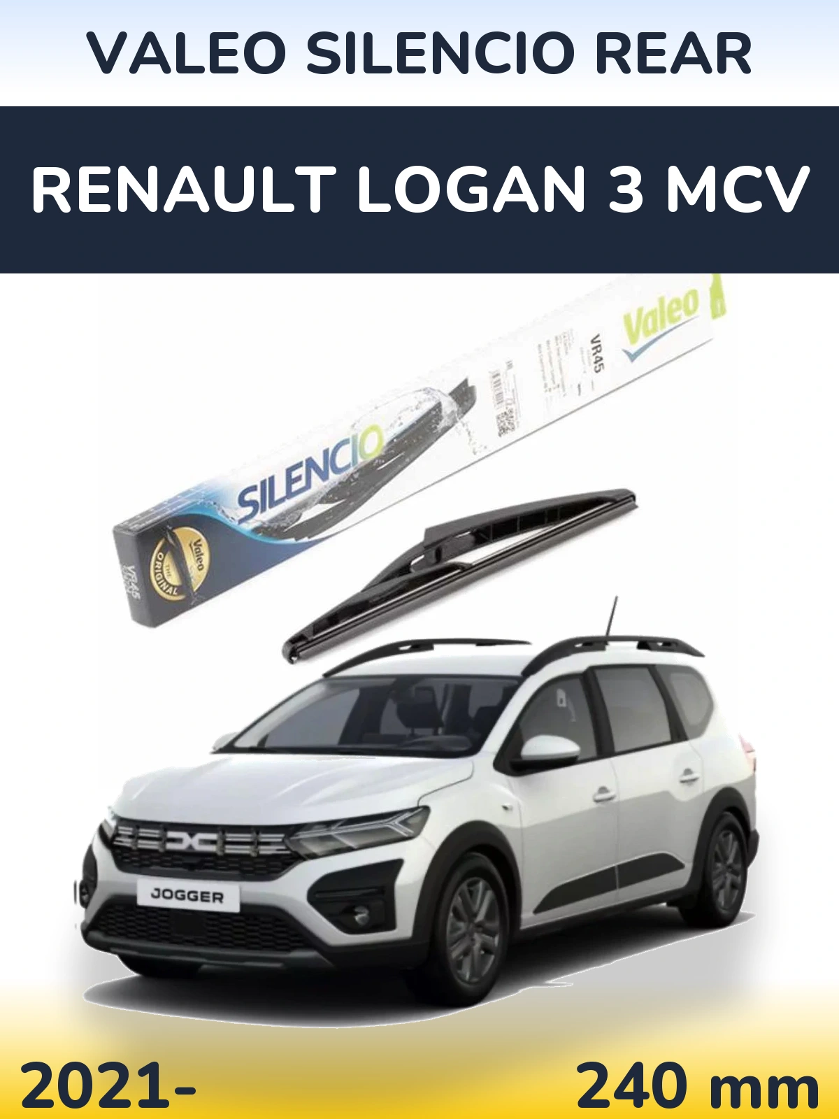 Rear wiper blade Valeo Silencio Rear 240 mm for Renault Logan 3 MCV 2021-2026