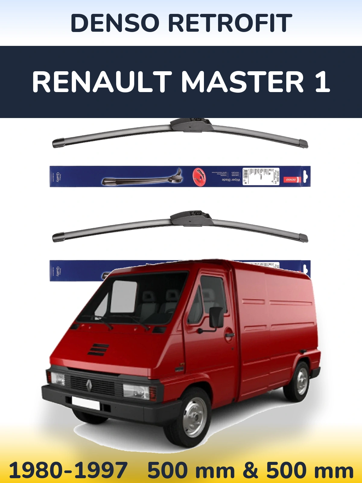 Front wiper blade set Denso Retrofit 500 & 500 mm for Renault Master 1 1980-1997