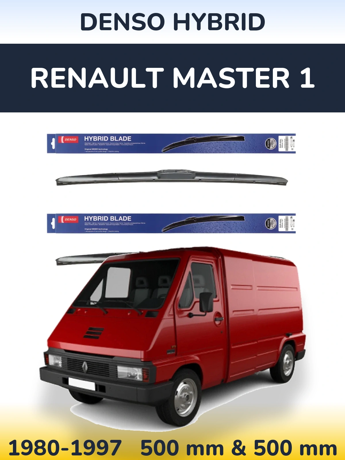Комплект передних дворников Denso Hybrid 500 & 500 мм для Renault Master 1 1980-1997