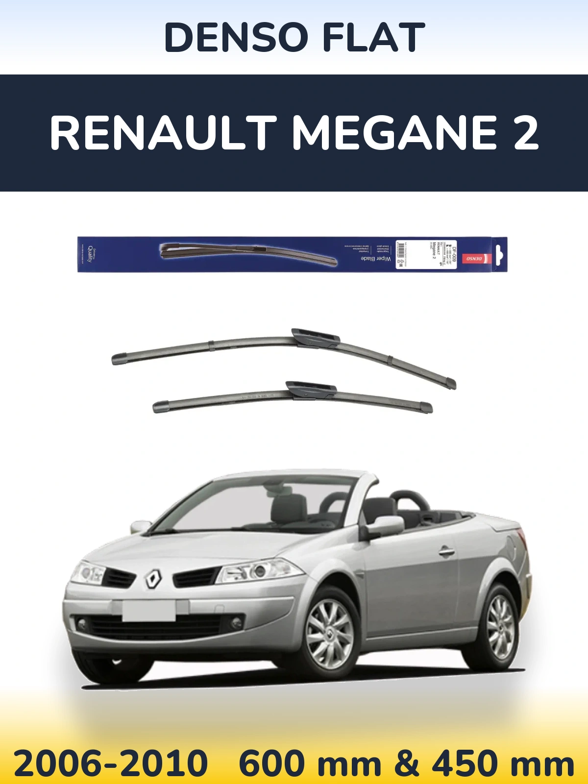 Комплект передних дворников Denso Flat 600 & 450 мм для Renault Megane 2 2006-2010
