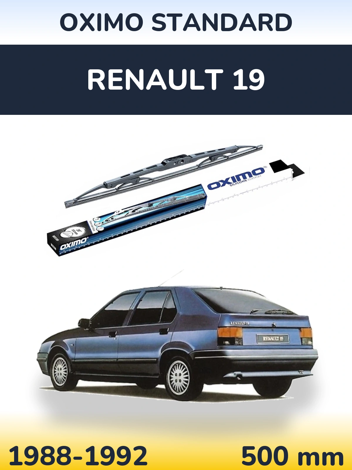 Rear wiper blade Oximo Standard 500 mm for Renault 19 1988-1992