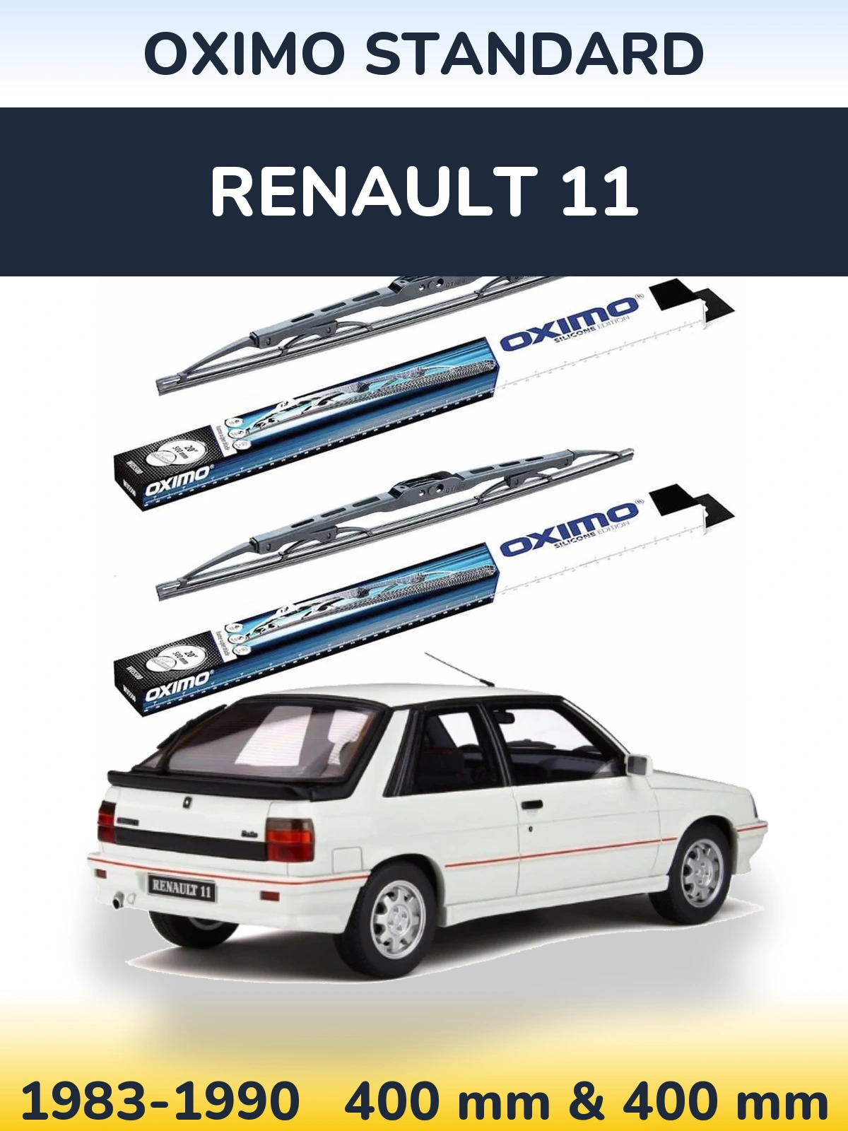 Комплект передних дворников Oximo Standard 400 & 400 мм для Renault 11 1983-1990
